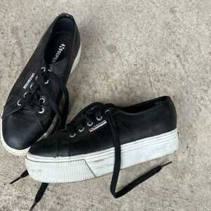 Superga black platform sneakers